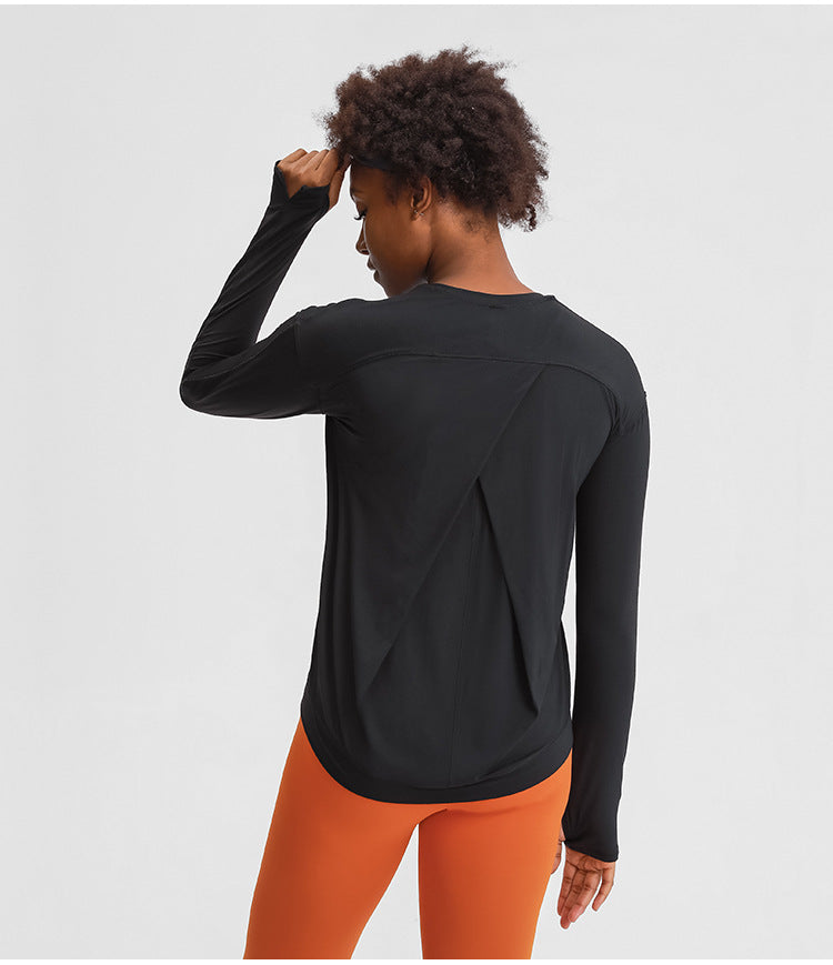 Loose Fit Sport Training Workout Long Sleeve Shirts Women Lightweight Anti-sweat Yoga Fitness Shirts with Thumb Hole