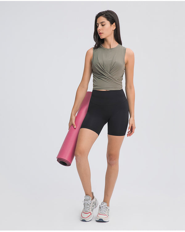 JUST A TIE Naked Feel Gym Sport Crop Tops Women Anti-sweat Fitness Crop Tank Top Yoga Vest Athletic Sleeveless Shirts