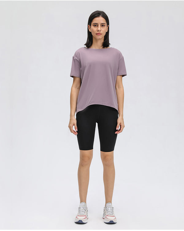 Loose Fit Sport Training Short Sleeved Shirts Women Naked Feel Anti-sweat Yoga Gym Athletic T-shirt Tops Sportswear