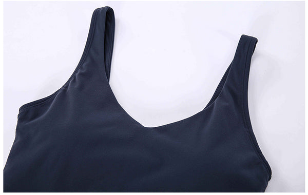 Sexy V-Neck Yoga training Workout Crop Top Vest Women Naked Feel Buttery Soft Padded Gym Fitness Sports Bras Tank Tops