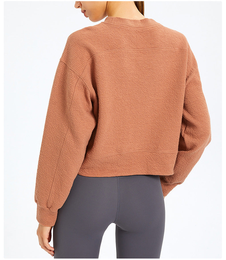 Cozy Exercise Cropped Pullover Long Sleeve Top Women Skin Friendly Leisure Gym Fitness Sport Sweatshirts XS-XL