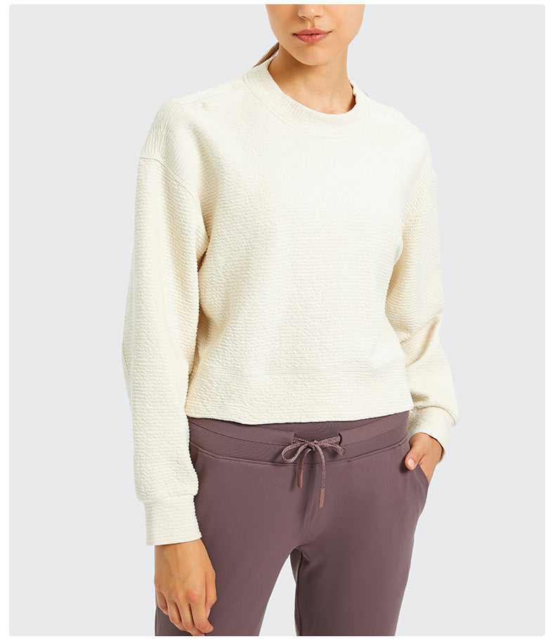 Cozy Exercise Cropped Pullover Long Sleeve Top Women Skin Friendly Leisure Gym Fitness Sport Sweatshirts XS-XL
