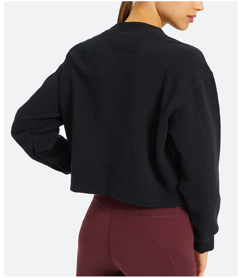 Cozy Exercise Cropped Pullover Long Sleeve Top Women Skin Friendly Leisure Gym Fitness Sport Sweatshirts XS-XL
