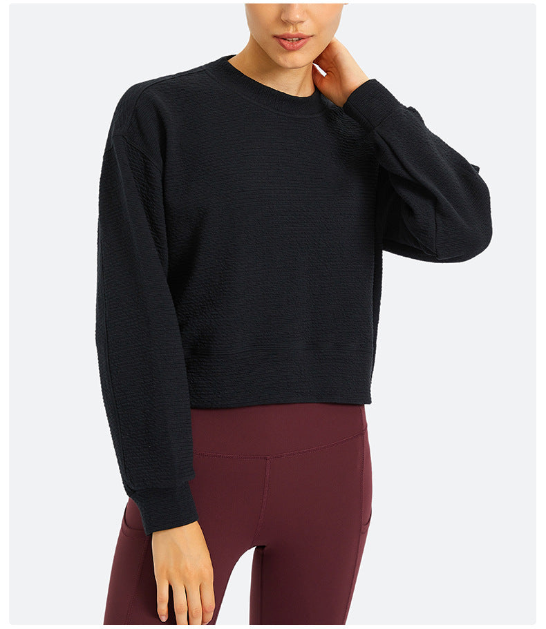 Cozy Exercise Cropped Pullover Long Sleeve Top Women Skin Friendly Leisure Gym Fitness Sport Sweatshirts XS-XL