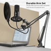 Studio Condenser USB Computer Microphone Kit With Adjustable Scissor Arm Stand Shock Mount for YouTube Voice Overs