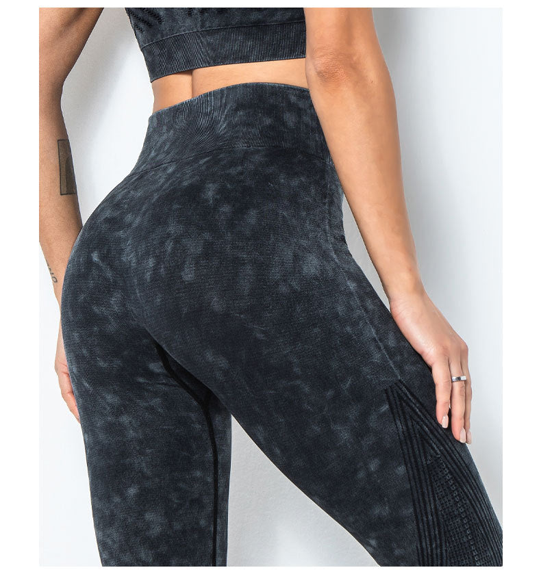 ACID WASH Seamless Workout Training Compression Tights Women High Waist Tummy Control Fitness Sport Legging Yoga Pants