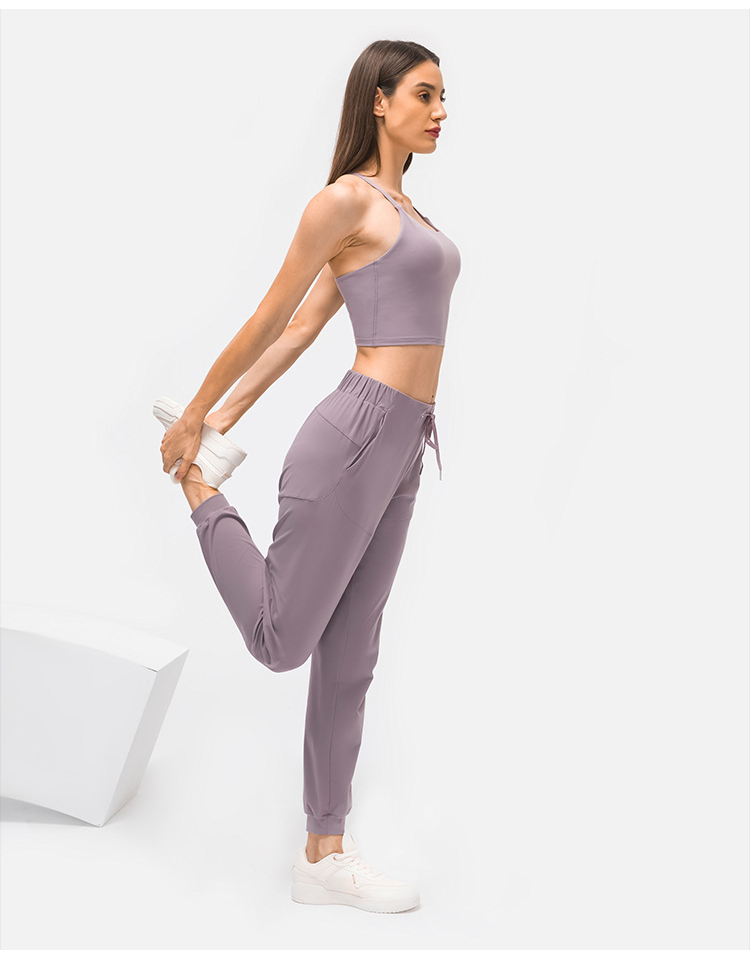 28" Naked Feel Drawstring Workout Gym Joggers Women Bare Cozy Leisure Sport Fitness Sweatpants with Pocket