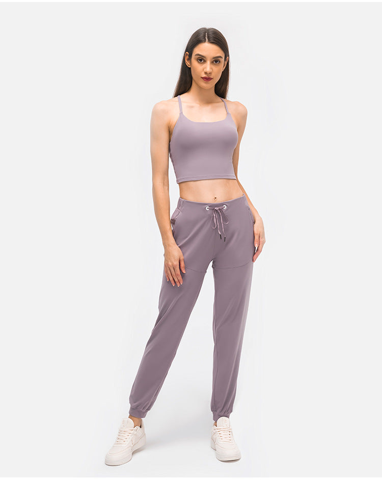 28" Naked Feel Drawstring Workout Gym Joggers Women Bare Cozy Leisure Sport Fitness Sweatpants with Pocket