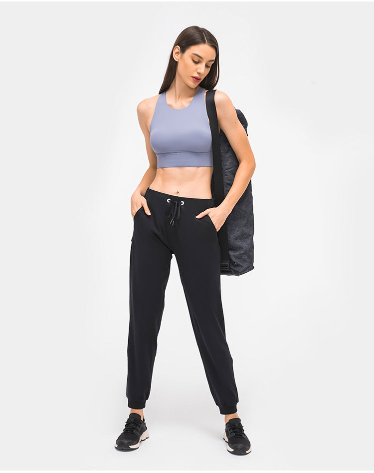 28" Naked Feel Drawstring Workout Gym Joggers Women Bare Cozy Leisure Sport Fitness Sweatpants with Pocket
