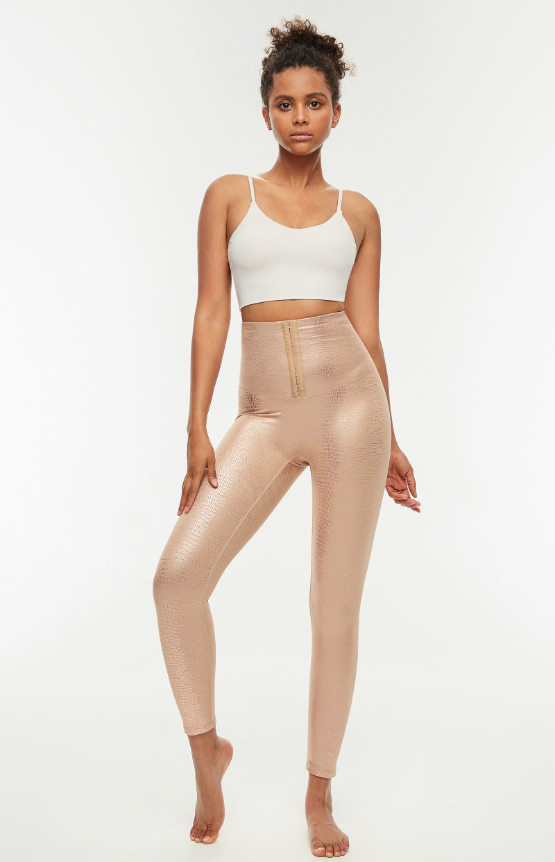 Hook Closure Metallic Yoga Pants Sport Leggings Women Naked Feel Anti Cellulite Workout Gym Athletic Leggings S-XL