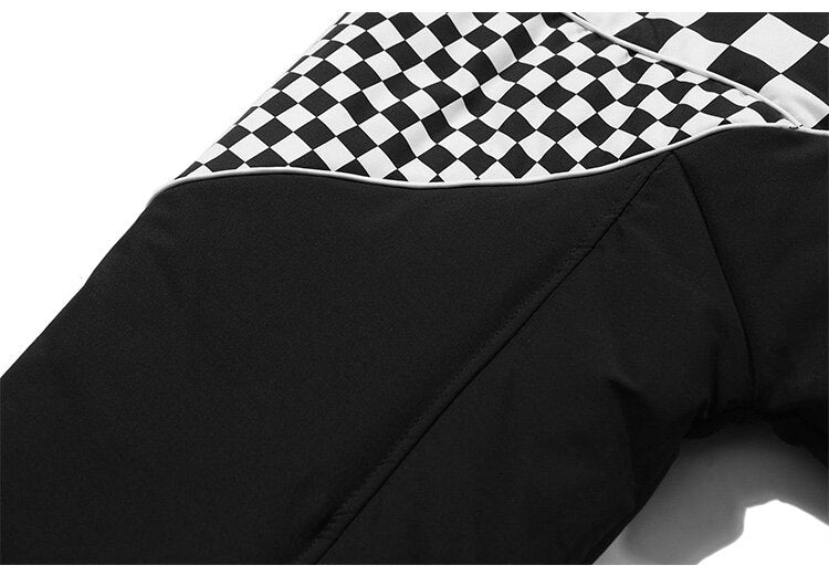 Winter Jacket Men Plaid Print Zipper Pockets Hooded Padded Coat Couple High Street Casual All-match Warm Parkas Outwear