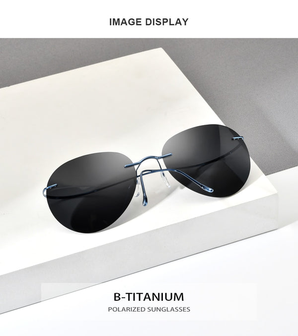 Titanium Rimless Sunglasses Men Ultralight Korean Frameless Screwless Pilot Aviador Polarized Sun Glasses for Women