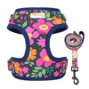 Flower Print Dog Harness With Leash Mesh Nylon Dogs Cat Vest Harness Pet Walking Lead Rope For Small Medium Dogs Cats Chihuahua