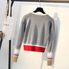 Spring Autumn Women Sweater Contrast Color Striped All-Match Jacket Coats Long Sleeve Loose Patchwork Knitting Cardigans  C-198