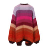 Rainbow Handmade Sweater Coarse Wool Knitted Cardigan Women Autumn Winter Sweet Kawaii Sweater Coat Female Outwear