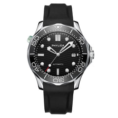 200M Water Resistant Black Wave JAPAN MIYOTA Mechanical Automatic Watch Sapphire Crystal