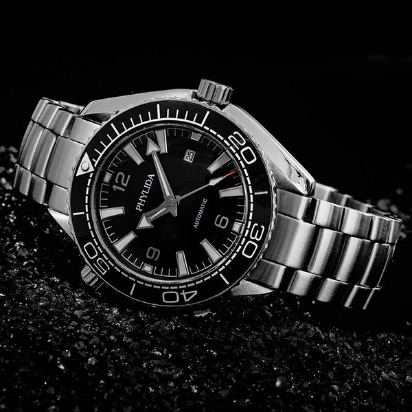Men's 43.5mm Automatic Watch Black Sea master Ocean Homage Sapphire Crystal Ceramic Insert Solid Stainless Steel