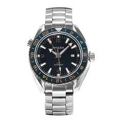 Men's Black 43.5mm GMT Dual-Time Automatic Watch Sea Ocean Homage Sapphire Crystal Ceramic Bezel Insert