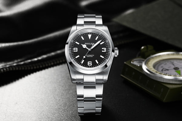 37mm Explore Black Dial NH38 Wristwatch 150M WR Watches for Men Automatic Watch Vintage 36mm Small Wrist NH35