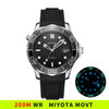 20BAR 200M Water Resistant Black JAPAN MIYOTA Mechanical Automatic Watch DIVER200M Style Sapphire Crystal Fully Lumed