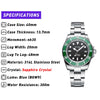 40mm Men's Diver Watch Automatic nh35 Movement Sapphire Crystal Green Bezel
