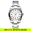 39mm Automatic Mechanical Luxury Everyday Watch Lightning Bolt Hands 10Bar Waterproof White Orange Dial 100M WR