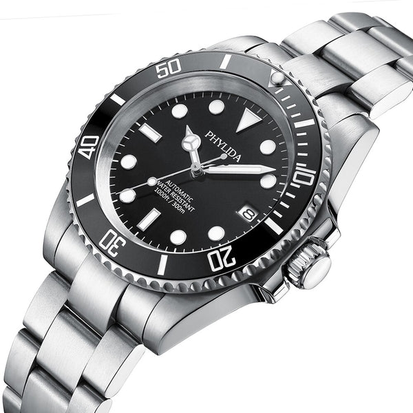 300M Water Resistant 40mm Men's Black Diver Watch Automatic nh35 Movement Sapphire Crystal SUB Homage