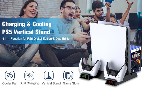 For PS5 Cooling Fan Vertical Stand Fast Charging Dock Station For PS5 Wireless Controller Dual Charger For Playstation 5 Gamepad