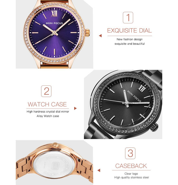 Royal Dress Elegant Laides Quartz Watch Stainless Steel Strap Crystal Iced Out Design Women Watches Top Brand Luxury