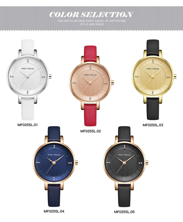 Ladies Watch Women's Watches Women Fashion Watch Top Brand Luxury Rose Red Golden Big Dial Minimalist