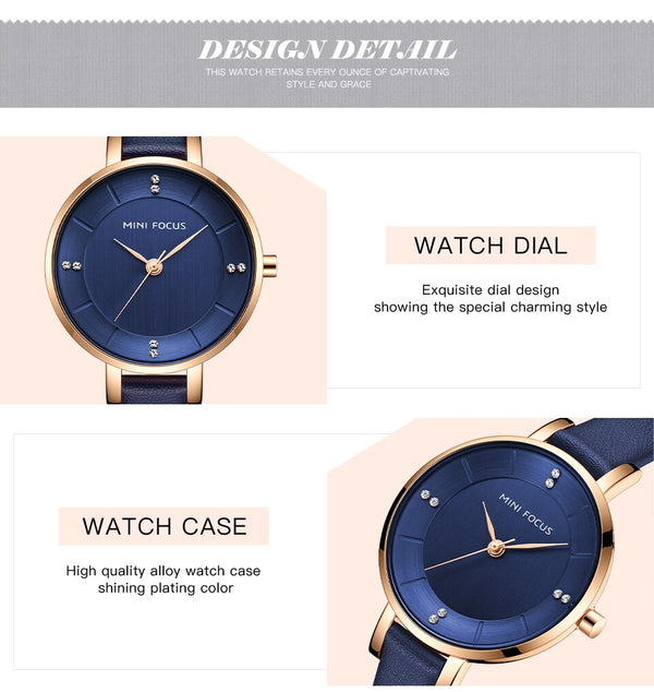 Ladies Watch Women's Watches Women Fashion Watch Top Brand Luxury Rose Red Golden Big Dial Minimalist