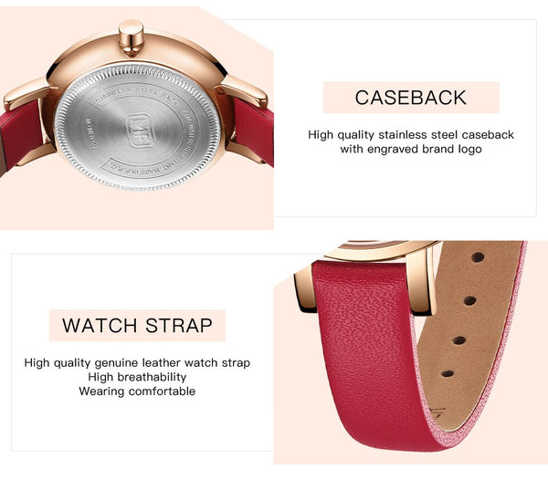 Ladies Watch Women's Watches Women Fashion Watch Top Brand Luxury Rose Red Golden Big Dial Minimalist