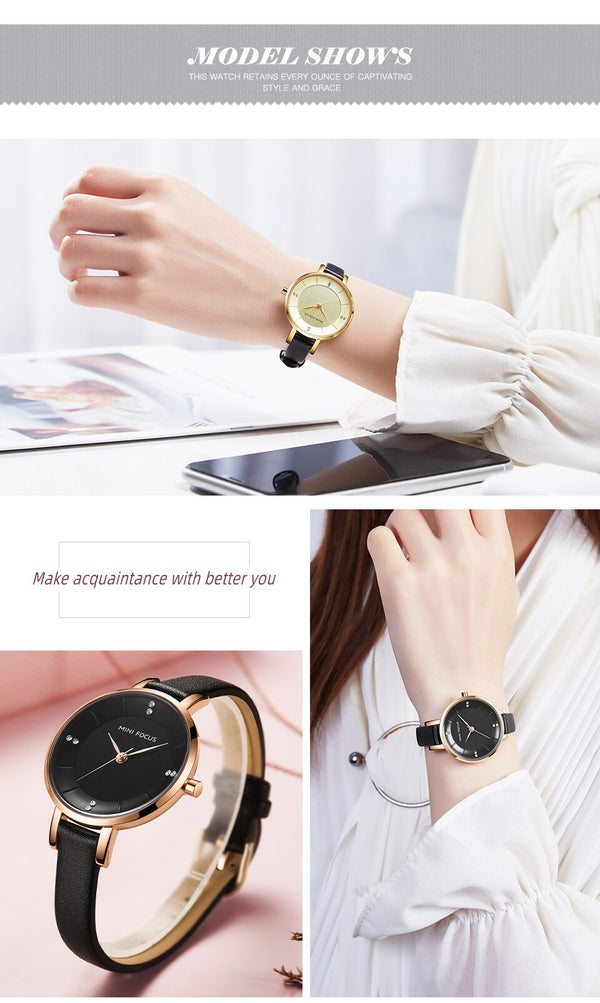 Ladies Watch Women's Watches Women Fashion Watch Top Brand Luxury Rose Red Golden Big Dial Minimalist