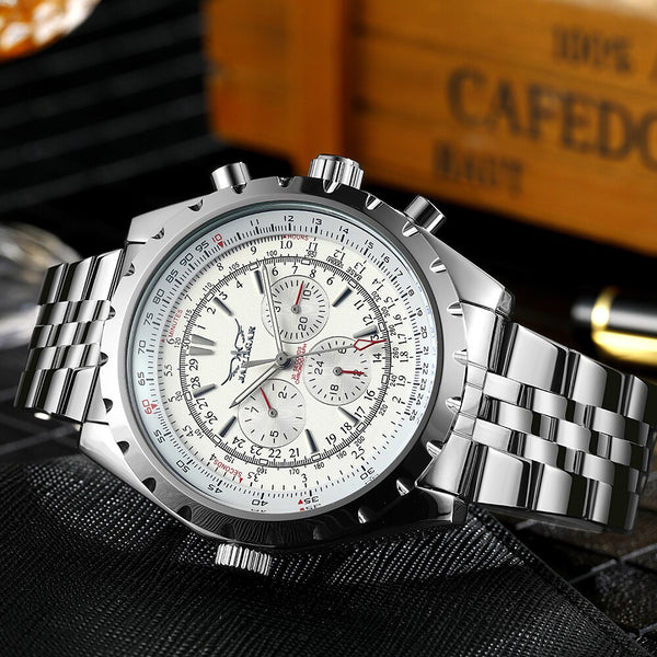 Military Mens Watches Top Brand Luxury Automatic Sport Watch for Men Mechanical Wristwatches Chronograph Steel Strap