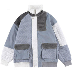 Jacket Men Hit Color Block Patchwork Standing Collar Coats Youthful Vitality All-match College Style Outwear Streetwear