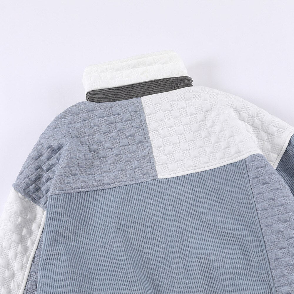 Jacket Men Hit Color Block Patchwork Standing Collar Coats Youthful Vitality All-match College Style Outwear Streetwear