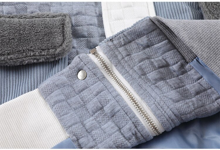 Jacket Men Hit Color Block Patchwork Standing Collar Coats Youthful Vitality All-match College Style Outwear Streetwear