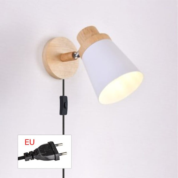 Nordic modern E27 LED wall lamp iron and wood adjustable sconces light indoor home kitchen bedside bedroom decoration livingroom