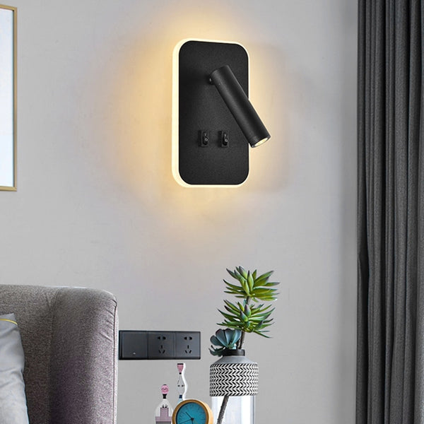 LED wall lamp with two switch sconce light Rotatable 8W 3W 110V 220V indoor home bedroom living room study reading illumination