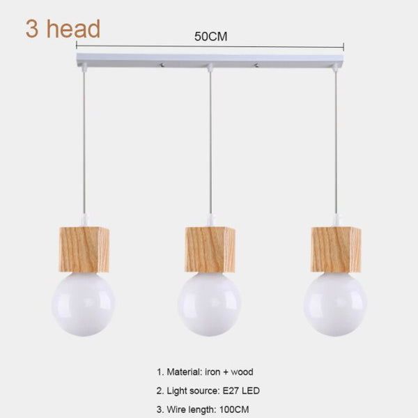Nordic E27 LED pendant lights chandelier modern wood hanging lamp indoor home decor bedroom bedside study room lighting fixture