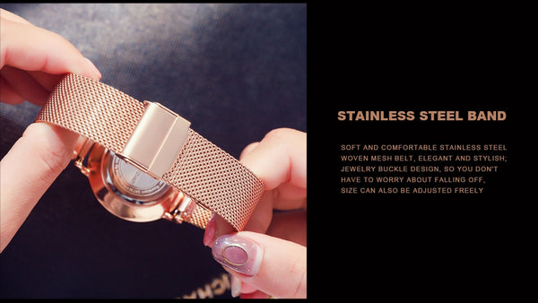 36mm Japan Quartz Movement Ladies Wristwatches Stainless Steel Mesh Top Luxury Brand Rose Gold Waterproof Women Watches