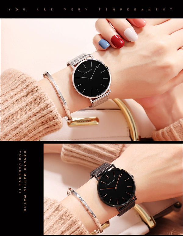 36mm Japan Quartz Movement Ladies Wristwatches Stainless Steel Mesh Top Luxury Brand Rose Gold Waterproof Women Watches