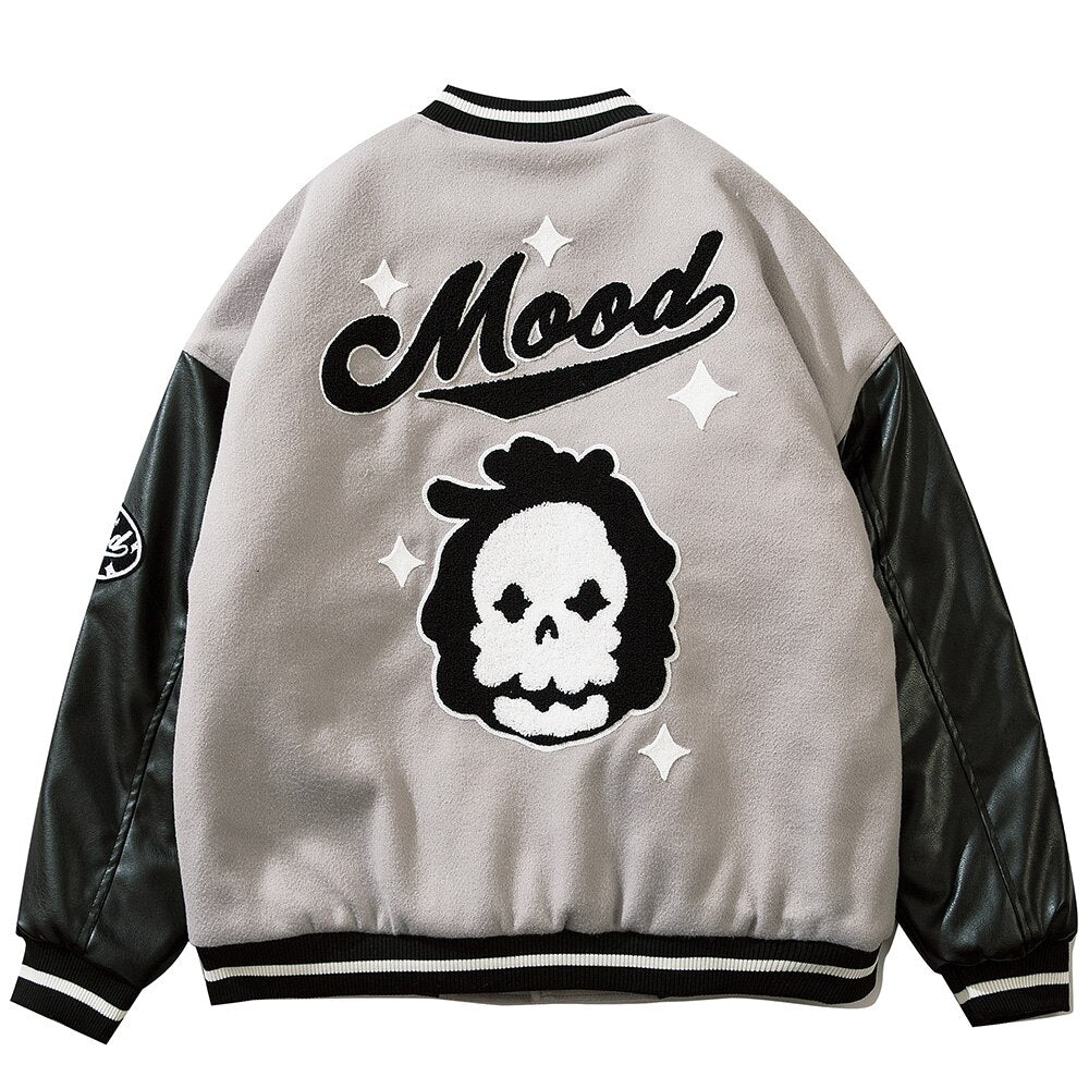 Jacket Men Furry Letter Star Leather Oversized Bomber Coats Couple All-match College Style High Street Baseball Outwear