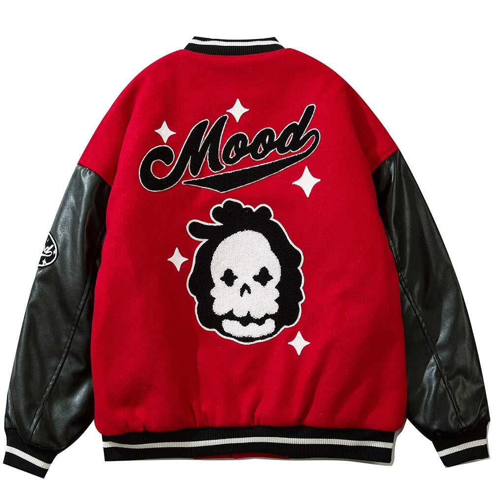 Jacket Men Furry Letter Star Leather Oversized Bomber Coats Couple All-match College Style High Street Baseball Outwear