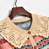 Knitted Cardigan Women Autumn Turn Down Collar Plaid Sweater Knitwear Coat Dropshipping Blusas Mujer De Moda