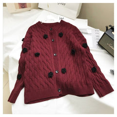 High Quality Women Winter Embroidered Floral Cardigan Sweater Outwear Knit Female Clothes Christmas Luxury