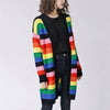 Women Rainbow Oversized Cardigan Long Knitted Sweater Cape Tops Femme Warm Sweaters Sueter Mujer
