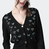 Luxury Brand Designer Autumn Sequin Embroidery Knitted Cardigan Vintage V Neck Long Sleeve Female Outerwear