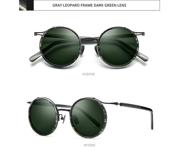 Titanium Acetate Polarized Sunglasses Men New Retro Vintage Round UV400 Sun Glasses for Women Shades