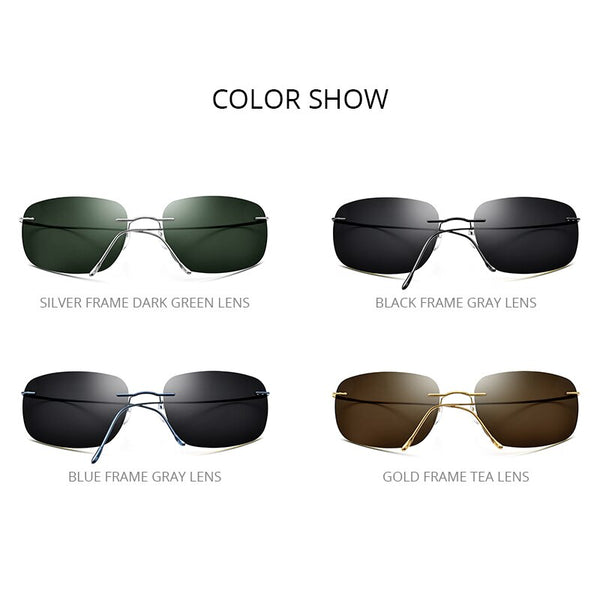 Titanium Rimless Sunglasses Men 2022 Ultralight Korean Frameless Screwless Square Polarized Sun Glasses for Women